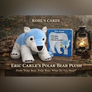Kohl's Cares Blue and White Polar Bear Plush Eric Carle Storybook Plush